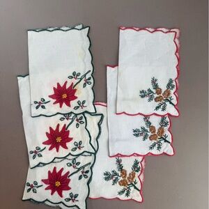 Vintage Embroidered Holiday Napkins